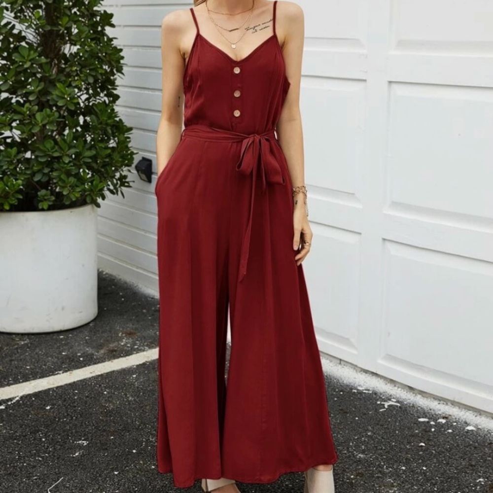 Belted cami jumpsuit